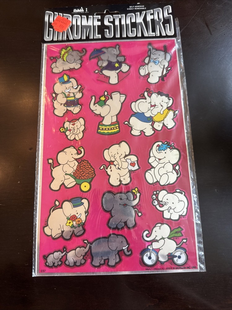 Vintage 1983 Mark 1 Chicago Chrome Sticker Sheet NOS Elephants CS7