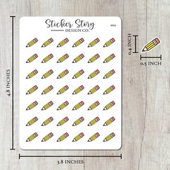Writing Pencil Planner Stickers