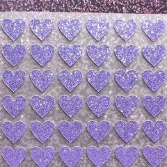 Violet Purple Glitter Heart Stickers! – 1/4″ to 3 inch – Cute & Sparkly!