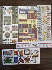Vintage Boy Sports Baby Boy Scrapbooking Stickers 12×12 Paper Lot of 48