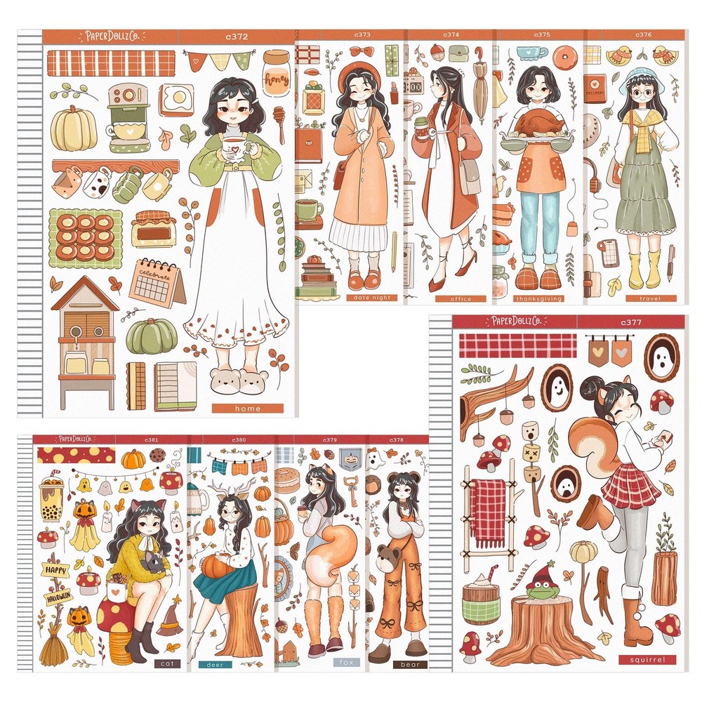 PaperDollzCo Fall and Halloween Themed Journal Yellow, Red, Green, Red