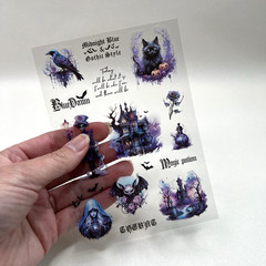 Gothic Purple Halloween Stickers 2 Sheets Junk Journal Collage Scrapbooking