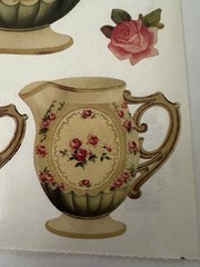 Vintage John Grossman Gifted Line Victorian Rose Tea Set 7 Die Cut Stickers NOS