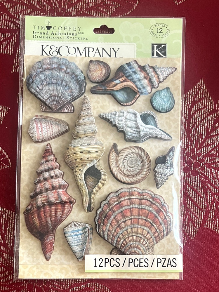SEASHELLS BEACH SHELLS K & COMPANY RARE 3D STICKERS