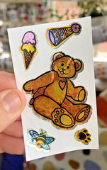 Vintage 80s Sticker Lot: Restored Damaged Teddy Bear Birthday Foil Mylar READ