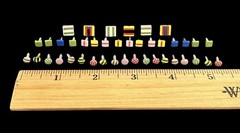 Lot Of 41 Square & Round Patterned Brads Bright Colors Embellishments Scrapbook