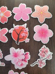 STICKERS x 10 Flowers Pink Cherry Blossom Orchid Tree Sticker CHE4
