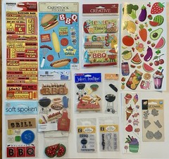 Large Lot Of BBQ Cookout Stickers, Clear Stamps, Charms! Jolee’s Boutique, MAMBI