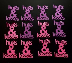 Valentine Die Cuts* Hugs & Kisses * Set of 12 * White or Pink & Purple Cardstock