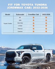 Floor Mats for Toyota Tundra 2022-2025 2026 CrewMax Cab(3rd Gen), Anti-Slip C…