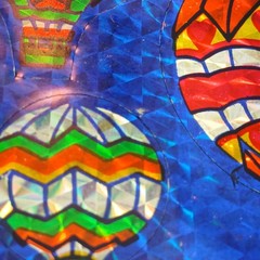 Vintage 80s Prismatic Stickers Razzle Dazzle Hot Air Balloons Hallmark 1 Sheet