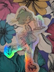 Steven universe Pearl 50s Diner Waitress Holographic Sticker lot X4 . 3x3inch