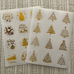 24 Gold Foil Christmas Stickers, 1.5” Holiday Envelope Seals, Gift Labels