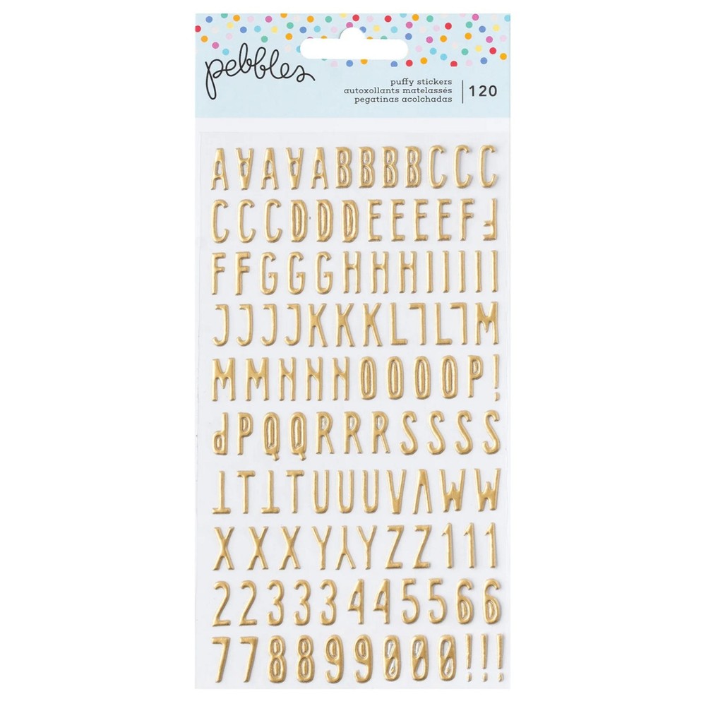 Pebbles ALL THE CAKE GOIL FOIL ALPHABET (120) PUFFY STICKERS scrapbook