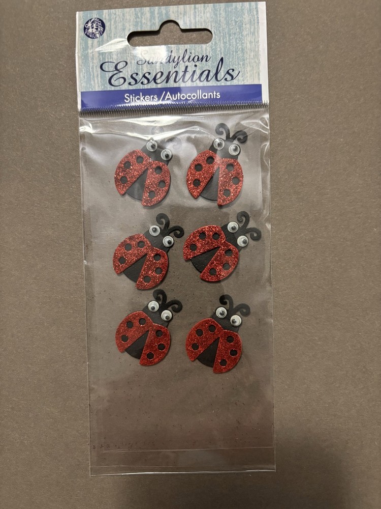 Sandylion Essentials Lady Bugs Dimensional Stickers Glitter Ladybugs