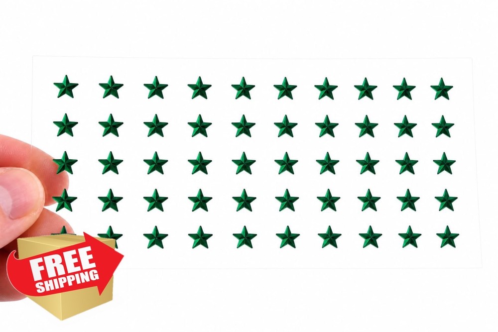 Allstarco 8mm Green Star Rhinestone Stickers 250pcs
