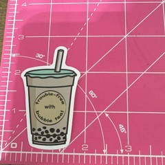 Bubble Tea Boba Drink Stickers Set, Multicolor Food & Drink Theme (4 pcs)