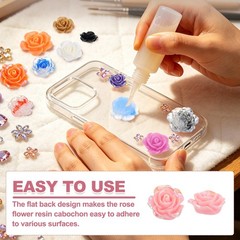 20mm Resin Rose Flatback Charms, 60 Pcs Cabochon Embellishment, Shiny Light Pink