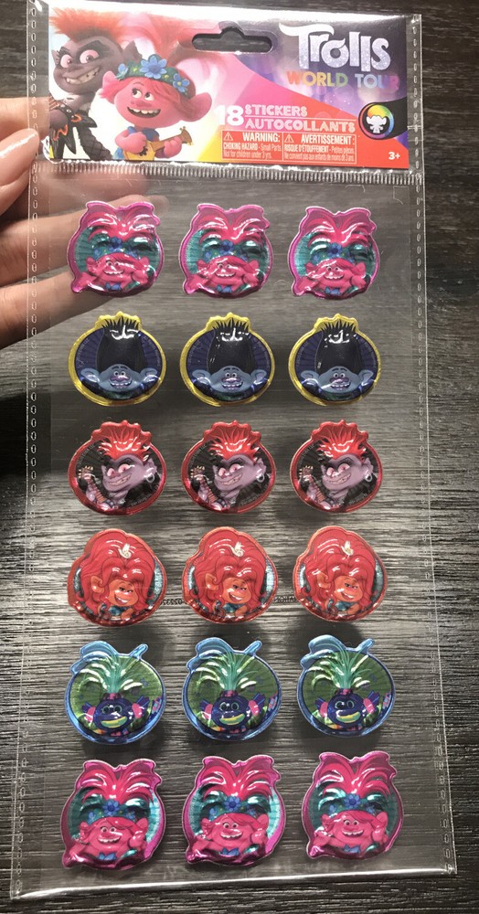 Dream Works Trolls World Tour 3D Metallic Stickers – 18 Stickers