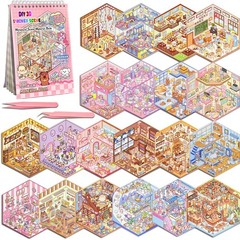20 Sets DIY 3D Sticker Scene Collection Book, Miniature Cute Cartoon Animal Stic