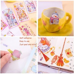 48 Sheets Cartoon Girl Stickers – Kawaii 12 Magic Academy Series