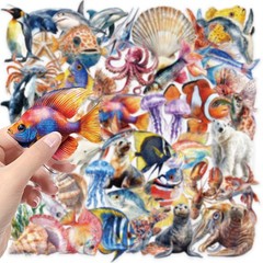 50PCS Marine Animal Cartoon Stickers Octopus Shell Fish DIY Scrapbooking Station