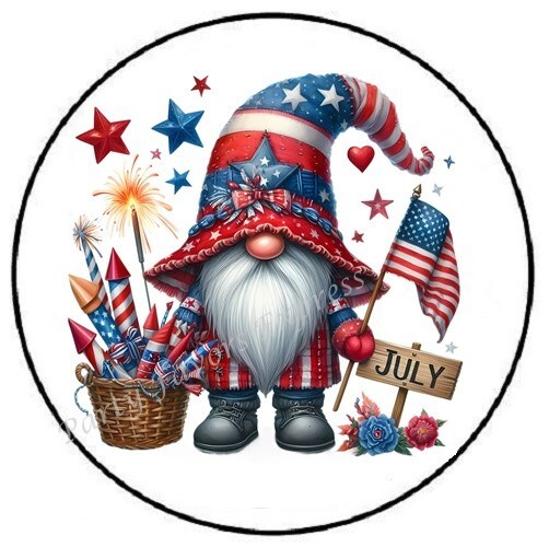 JULY GNOME MONTH 4TH OF JULY ENVELOPE SEALS LABELS STICKERS PARTY FAVORS