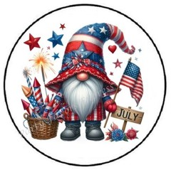JULY GNOME MONTH 4TH OF JULY ENVELOPE SEALS LABELS STICKERS PARTY FAVORS