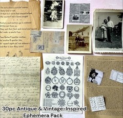 30pc Antique & Vintage Inspired Junk Journal Ephemera Lot Scrapbook Mixed Media