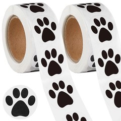 2 Roll 1000Pcs Dog Paw Print Decals Black Bear Paw Sticker 1 Inch Small Round…