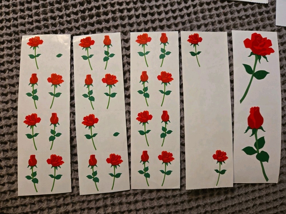 Vintage Mrs Grossman’s ROSE Scrapbook Stickers 2 Sizes Floral Red
