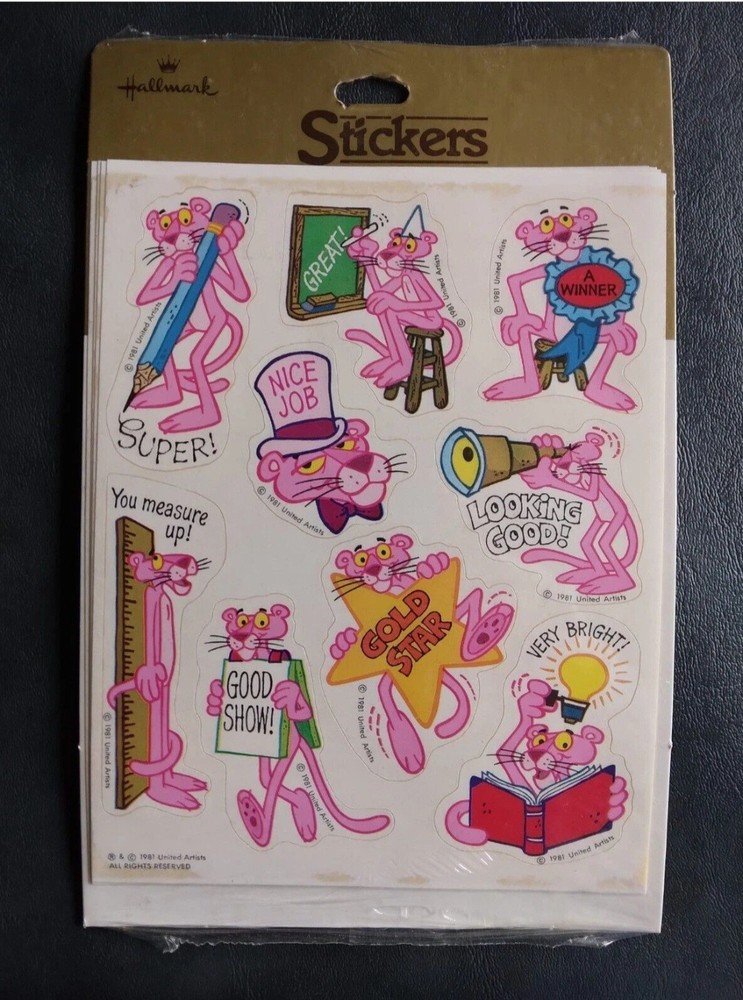 Vintage Pink Panther Stickers – 1980s – NEW SEALED – Hallmark United Artists
