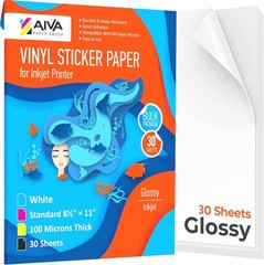 Waterproof Printable Vinyl Sticker Paper – 30 Glossy Sheets for Crafting