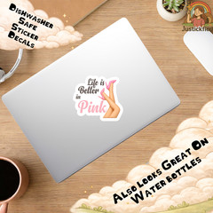 Girly pink sticker, Laptop Sticker, Waterproof Water Bottle Sticker, funny decal
