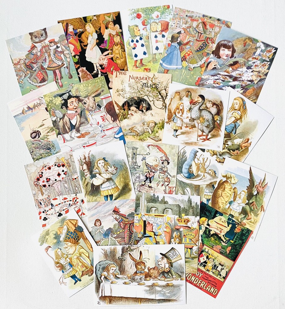 Alice In Wonderland Junk Journal Scrapbook Kit 20 Vintage Themed Pictures #WA2