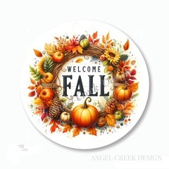 AUTUMN WREATH WELCOME FALL SCRAPBOOK STICKERS ENVELOPE SEALS FALL FAVORS LABELS