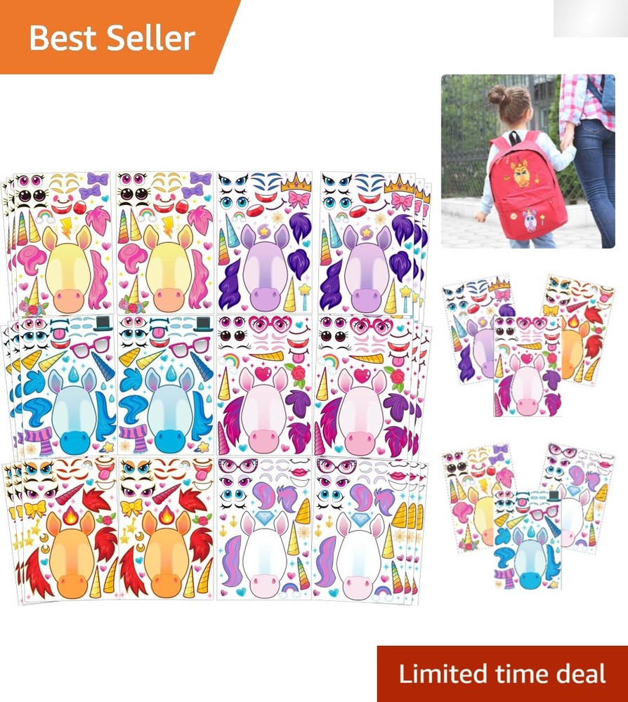 Make Your Own Unicorn Face Stickers – Fun 36 PCS Set for Creative Play