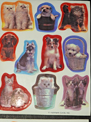 Vintage Hallmark Stickers Puppies Kittens Dogs Cats READ