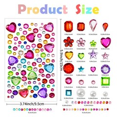 2774PCS Gem Stickers, Self Adhesive Gems for Crafts, Acrylic Bling Multicolor