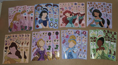 Princess Make-a-face Stickers DIY Party Favors Crafts 16 Sheets 8 Designs