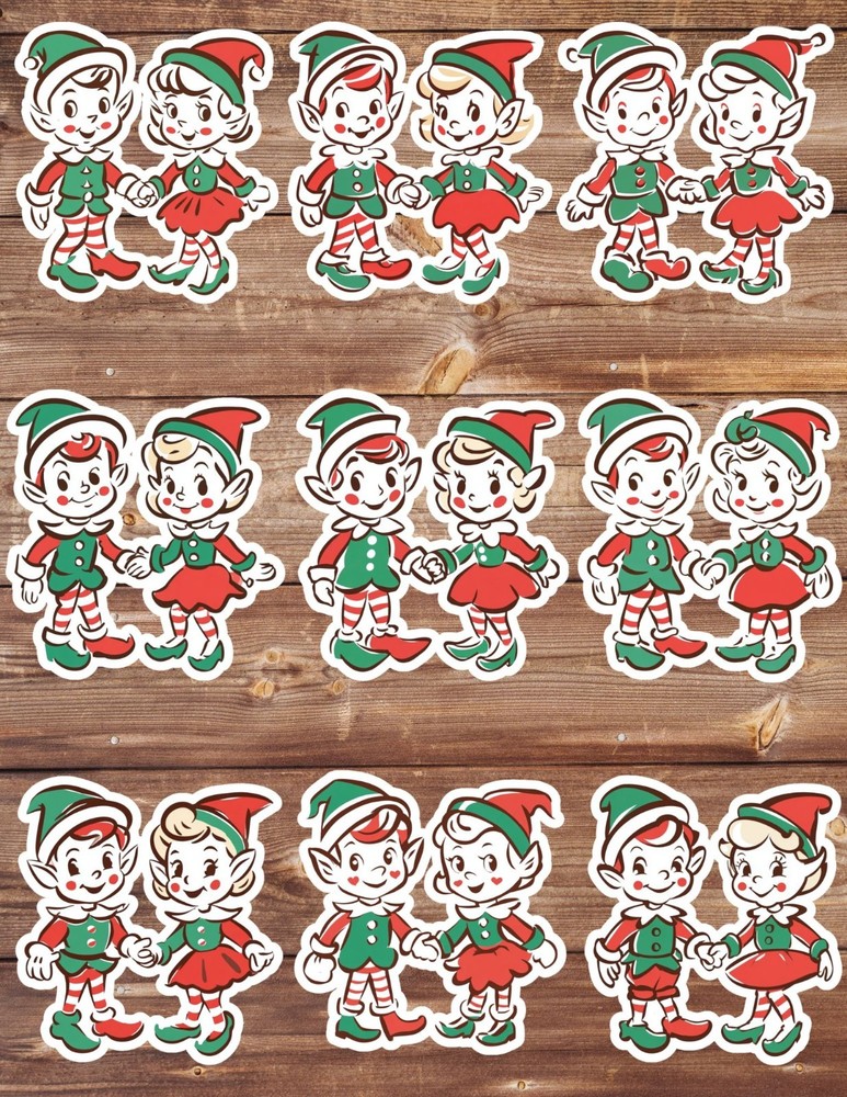 Retro Christmas Elf Die Cut Vinyl Stickers Scrapbooking Laptop Waterbottle