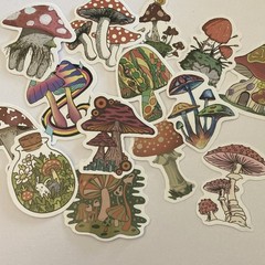 14 Multicolor Mushroom Stickers Set – Flowers & Plants, Mushroom Designs