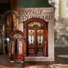 10Pcs Vintage Doors Stickers Junk Journal Album Card Crafts Scrapbooking Collage