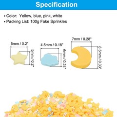 100g Fake Sprinkles, Faux Sprinkles Star and Moon Mix, Yellow/blue/pink/white