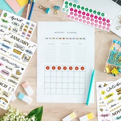 4 Sheets Aesthetic Monthly Planner Stickers Calendar Stickers Planner Accesso…