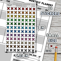 X Mark Stickers, Mini Icon Reminder Planner stickers, Journals, Scrapbooks