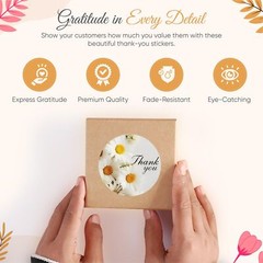 500 Pcs Floral Thank You Stickers, 1.5 Inch Thank You Stickers for Small Busi…
