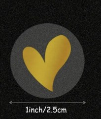 500 pcs Sticker Seals Roll Transparent Clear gold foil Heart Self Adhesive NEW