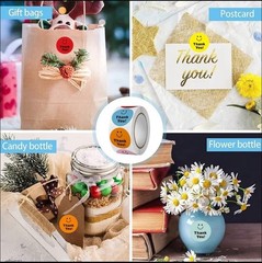 40 PCs Round 1” Multi-colored Smiley Face Thank You Stickers Appreciation