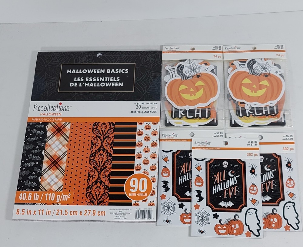 Halloween 6 Pk Craft Stickers Paper 8.5×11 Diecuts Scrapbooking Party Decor Lot